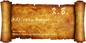 Kárpis Barna névjegykártya